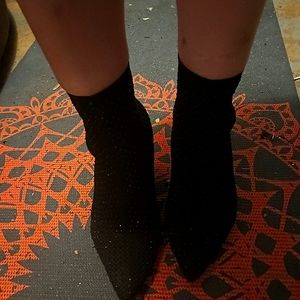 Size 6 Women's black rhinestone sock booties MIA brand